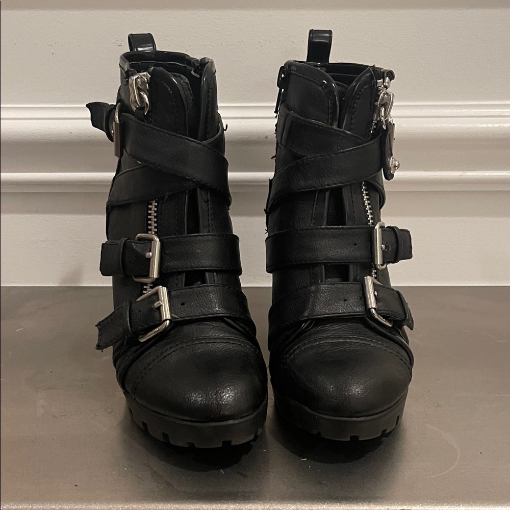 Guess Belted Wedge Motorcycle Bootie